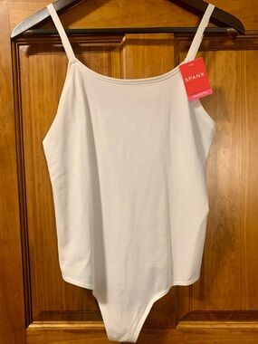 SPANX White Medium Thong Stretch Tank Bodysuit